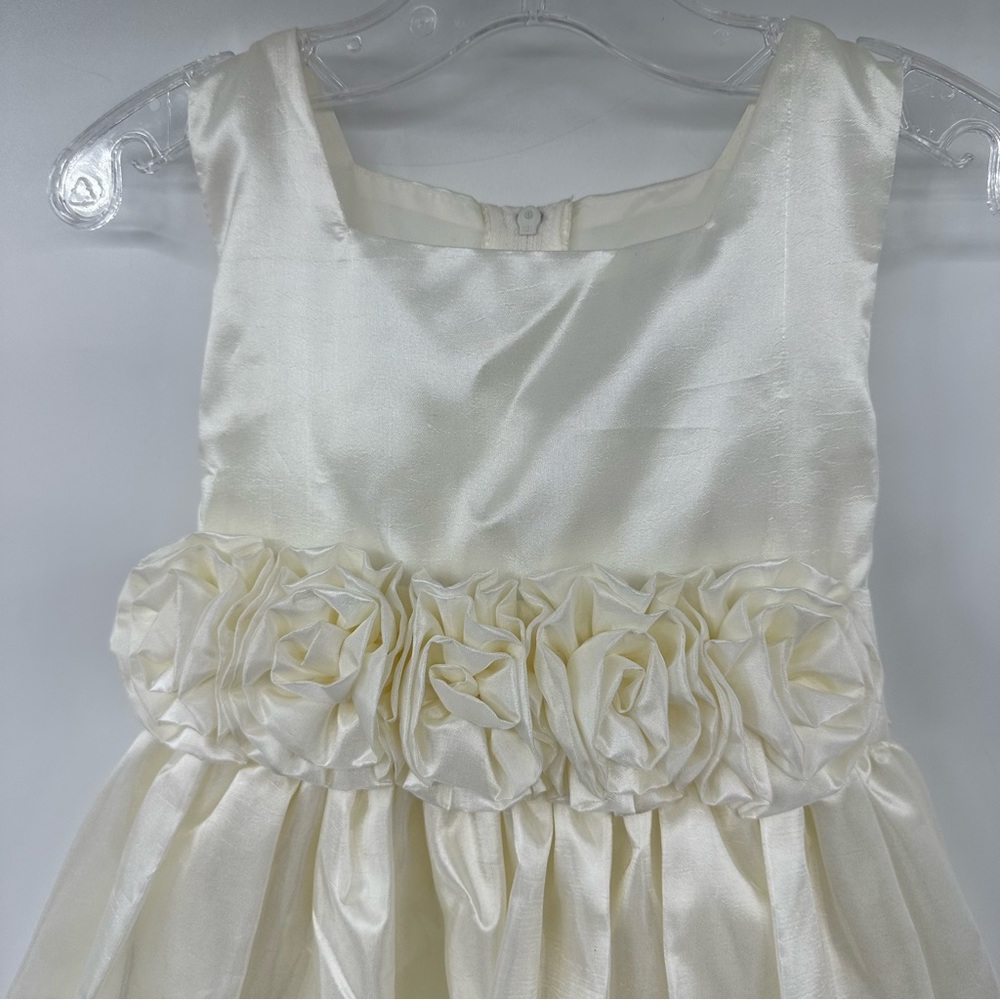 Sweet Kids Pink Princess Ivory Satin with Flower Waistband Dress Size 3 NWT - Picture 4 of 11
